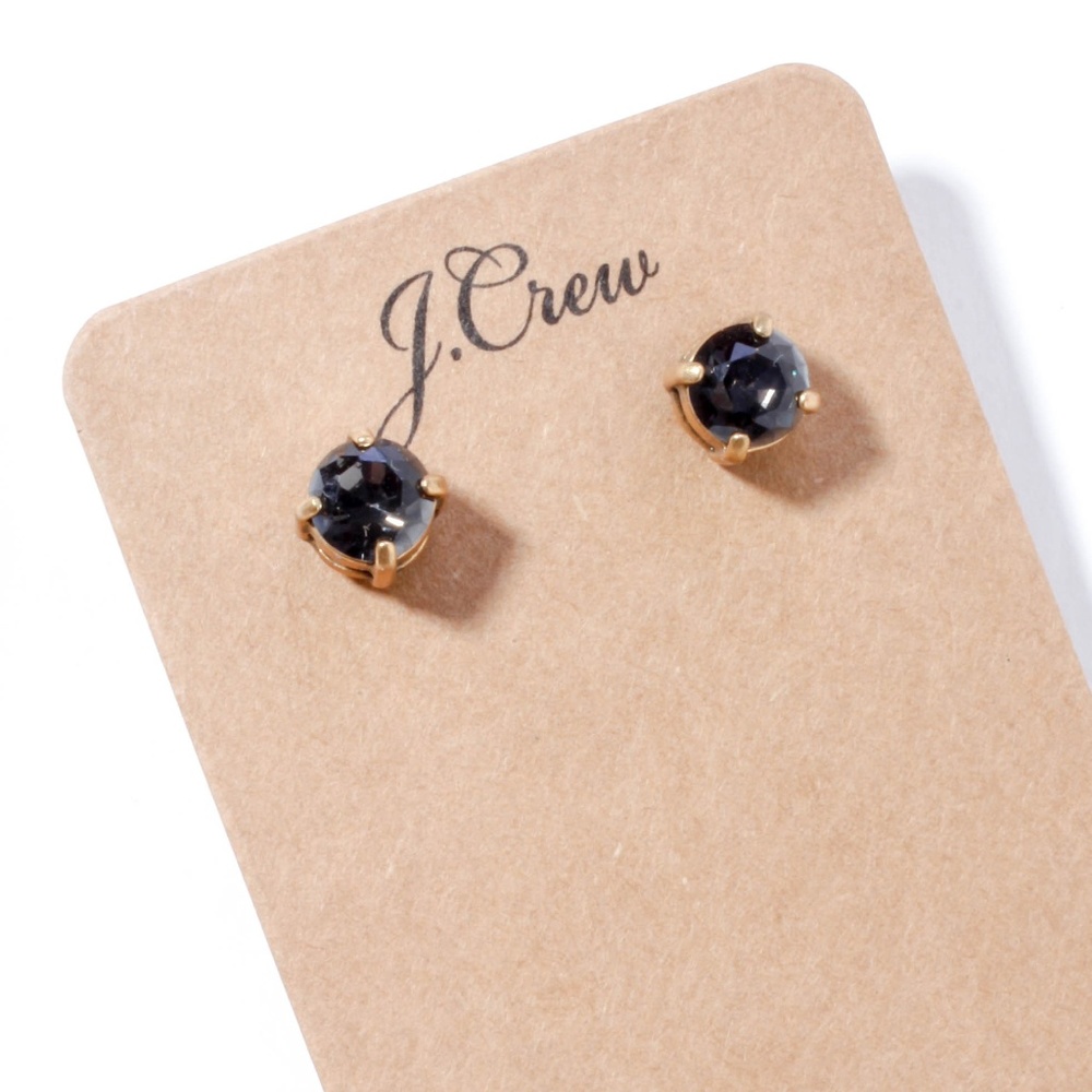 Jcrew dark grey crystal stud earrings